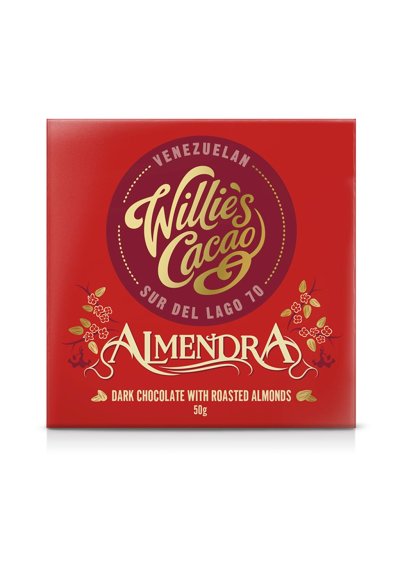 GZ Čokoláda Willie´s Hořská s mandlí Almendra 50g, 70% kakaa Krab/12ks Anglie