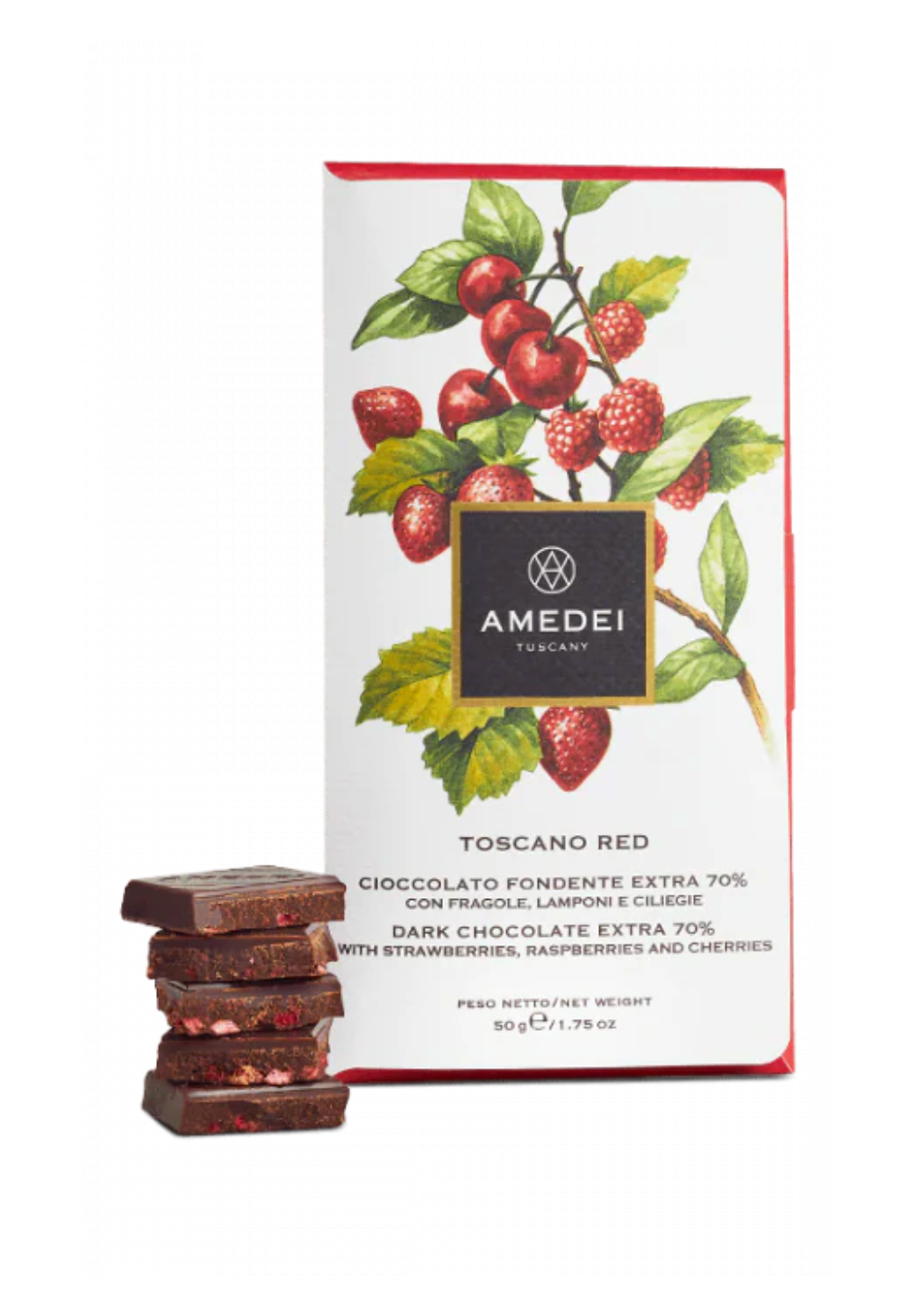 Amedei Tmavá čokoláda s červeným ovocem